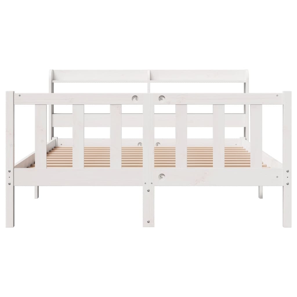 Bed Frame without Mattress White 135x190 cm Double Solid Wood Pine